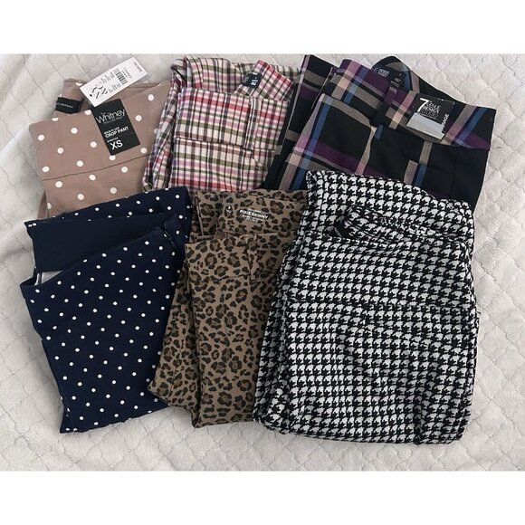 Lot Of 6 Womens Trouser Pants Size 2/4 XS Small NWT Various Brands Lengths Print - Picture 1 of 16